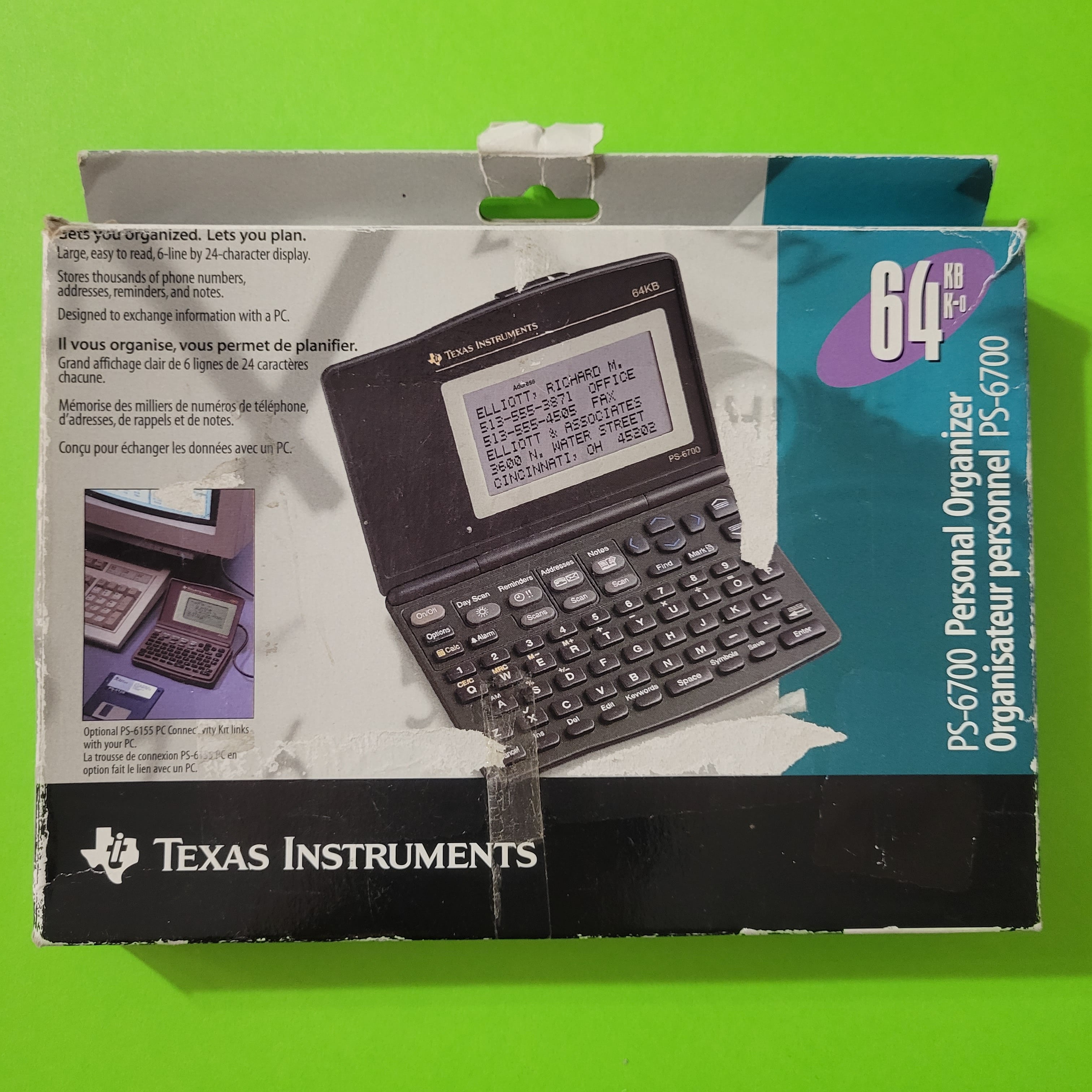 An image of the front of the box of a Texas Instruments PS-6700 personal organizer